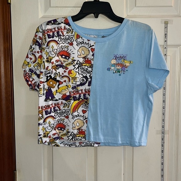 NWT-nickelodeon-XL-blue-graphic print, Rugrats, short sleeve, crop top/T-shirt. - Picture 1 of 9